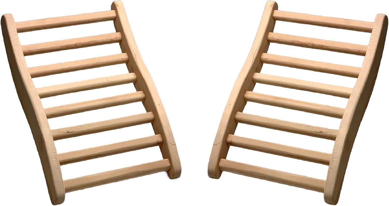 Dynamic Saunas 2 Pack S-Shaped Sauna Backrest, Ergonomic Wooden Support w/ Adjustable Angle Design | Suitable for Both Traditional & Infrared Saunas – Made from Canadian Hemlock, Up to 275 Lb Capacity