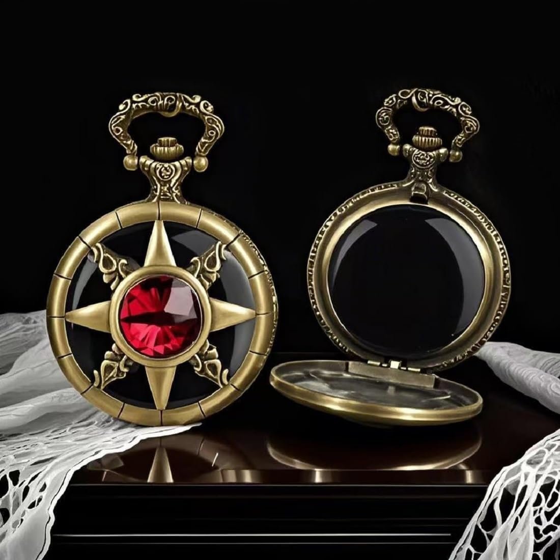 Mini Obsidian Divination Mirror – Pocket Watch Case Design, Suitable for Witchcraft, Meditation, and Divination, Portable Witchcraft Tool