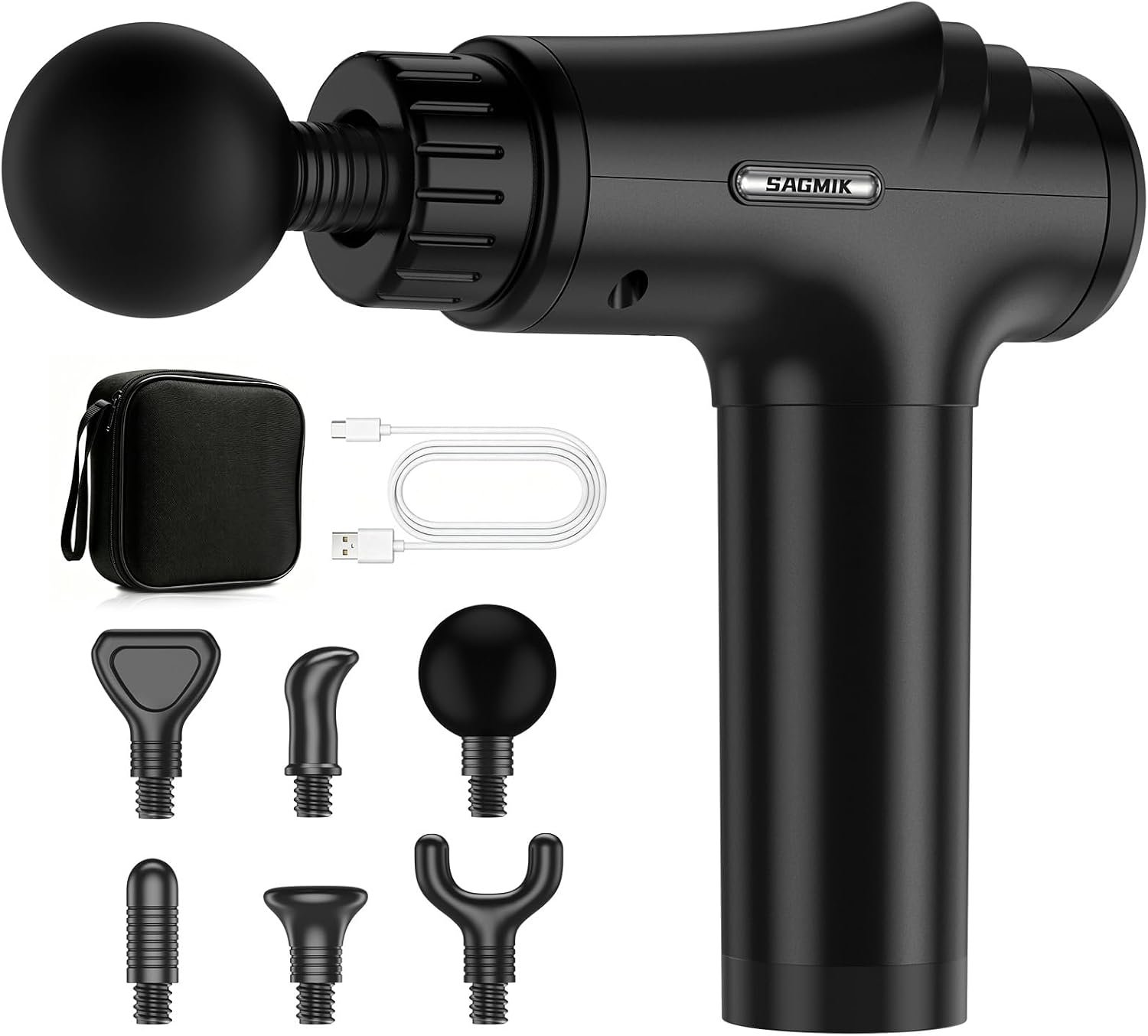 Massage Gun, Professional Deep Tissue Percussion Muscle Massager for Athletes with 30 Speeds & 6 Heads, Quiet Handheld Back Neck Shoulder Body Mini Massager