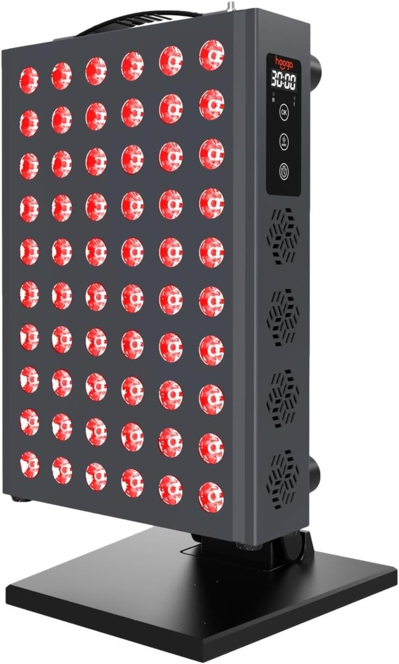 Hooga Red Light Therapy Panel Device – 660nm Red & 850nm Near Infrared Light Therapy, LED Light Therapy Lamp, 60 Dual Chip LEDs, Timer, Table Top Stand Included – PRO300