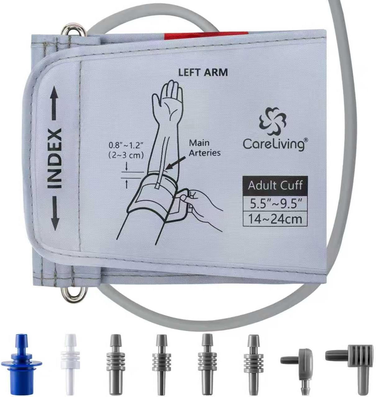 CareLiving Small Blood Pressure Cuff, 5.5 “-9.5” (14-24cm) Small Cuff, Compatible with Most Brands BP Monitors, with 8 Connectors (BP Cuff Included Only)