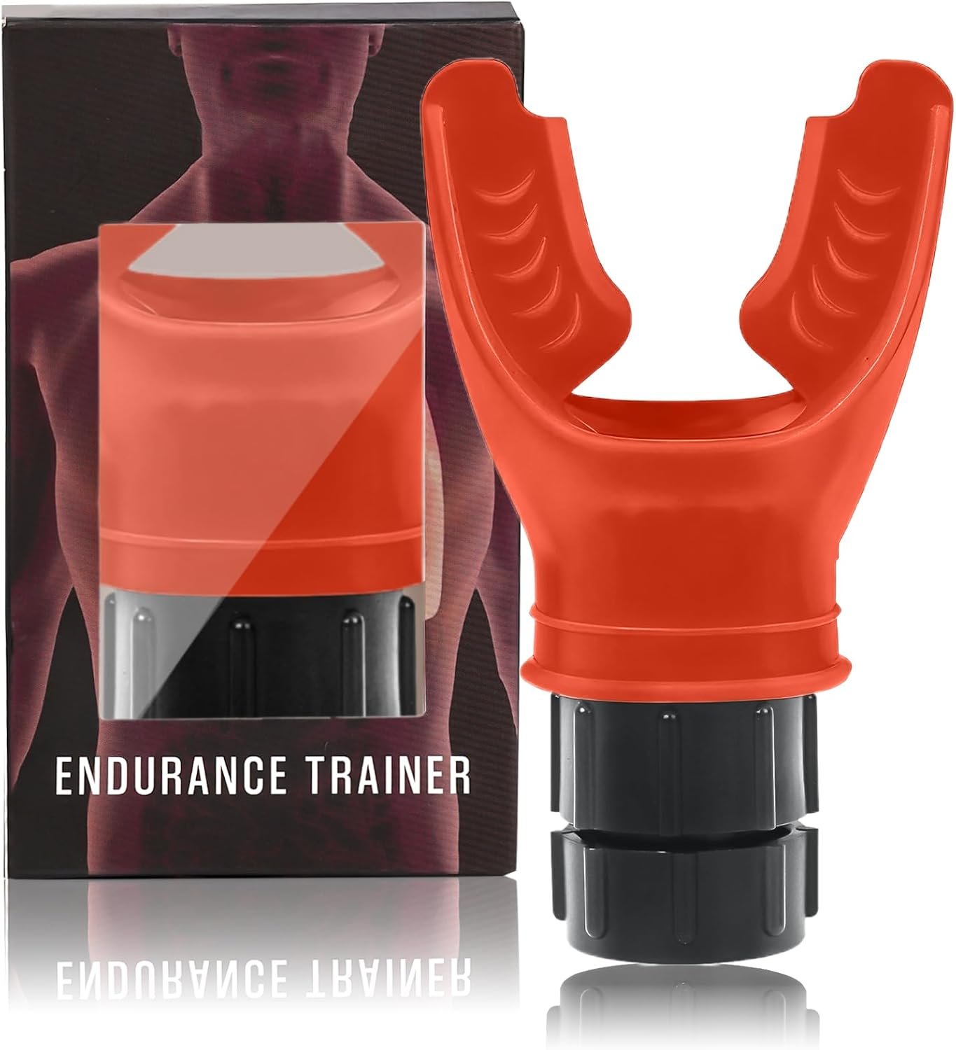 Inhale Intake Breathing Trainer | Lung Trainer for Respiratory Strength – Adjustable Resistance Breathing Trainer with High-Grade Silicone Raven Black+Tomato