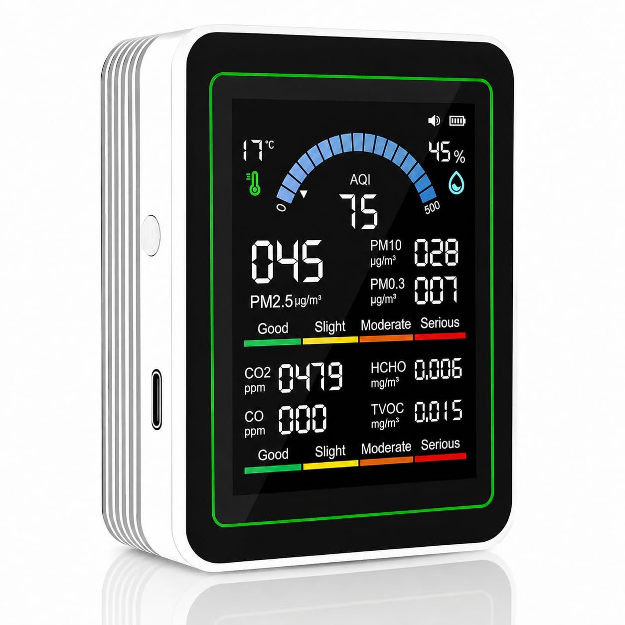 Upgraded 10-in-1 Smart Air Quality Monitor – Professional Indoor Air Test Kit for CO₂, TVOC, HCHO, PM0.3-10, PM2.5, Temperature & AQI – Home, Car, Pets, Plants, Hotels – White