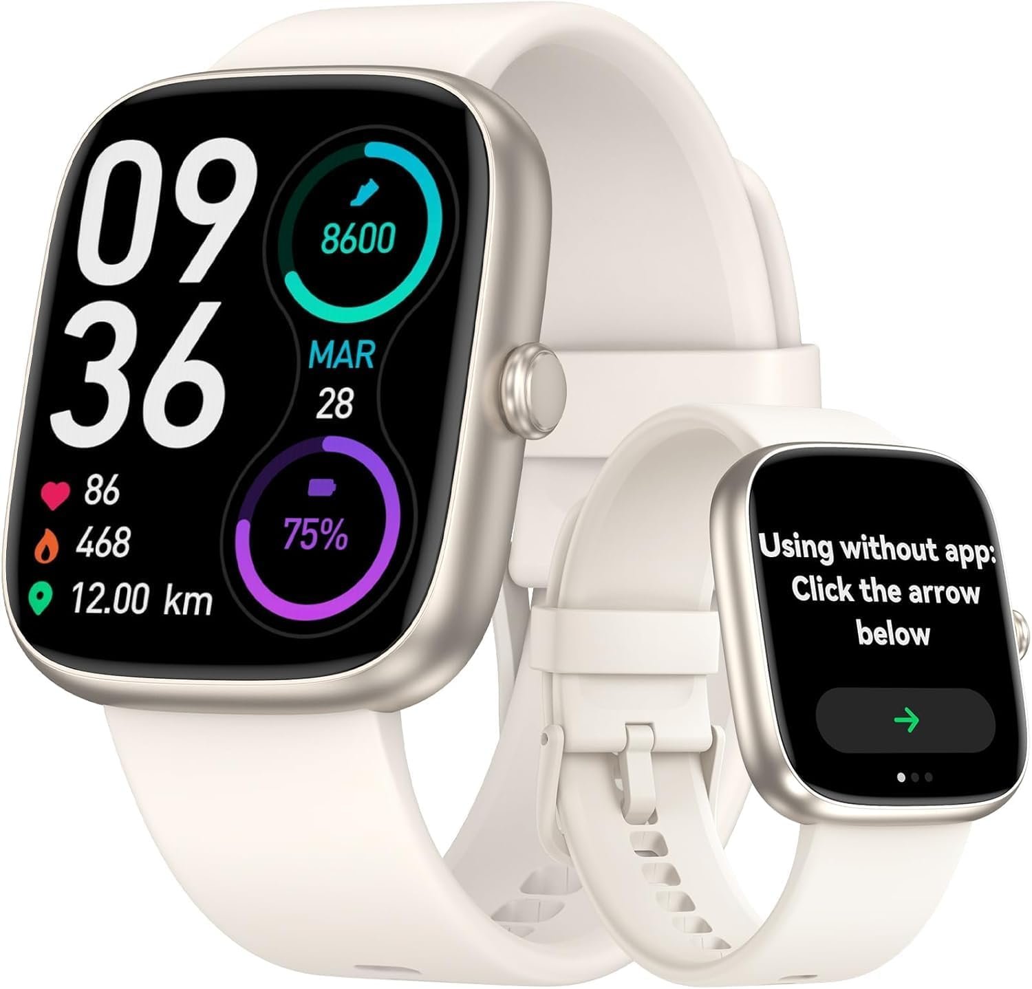 LIVIKEY Smart Watch Senior Friendly Large Font No App/Phone Required Fitness Tracker, Waterproof Pedometer Watch with Step Counter Calories/Sleep Tracker for Walking Running for Men Women