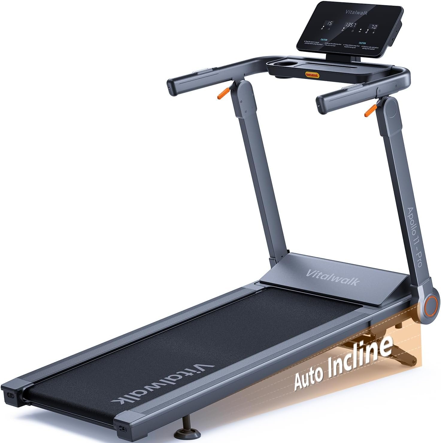 Vitalwalk Foldable Treadmill with Auto Incline, 48″x18″ Wide Running Belt, 10MPH, 3.5HP Brushless, Walking Pad Treadmill for Home, Auto Folding, No Installation, 350LBS Capacity, APP