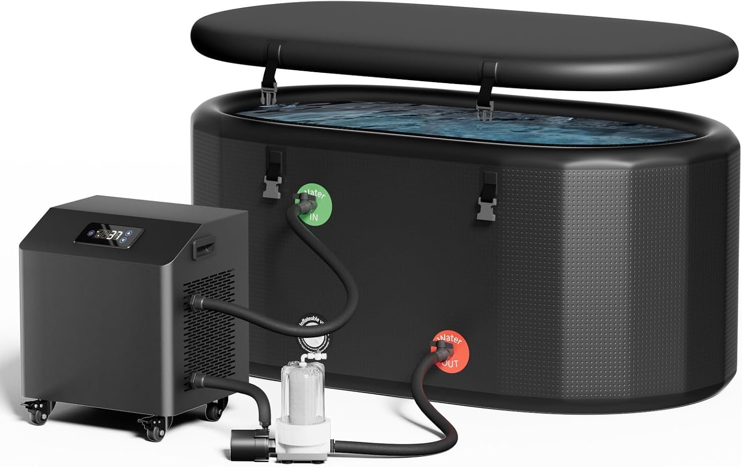 1HP Ice Bath Chiller & Cold Plunge Tub Kit, Cold Plunge Chiller with External Pump & Filter, 216 Gal Oval Ice Bath Tub, XXL Cold Plunge Tub with Water Chiller for Cold Therapy Recovery
