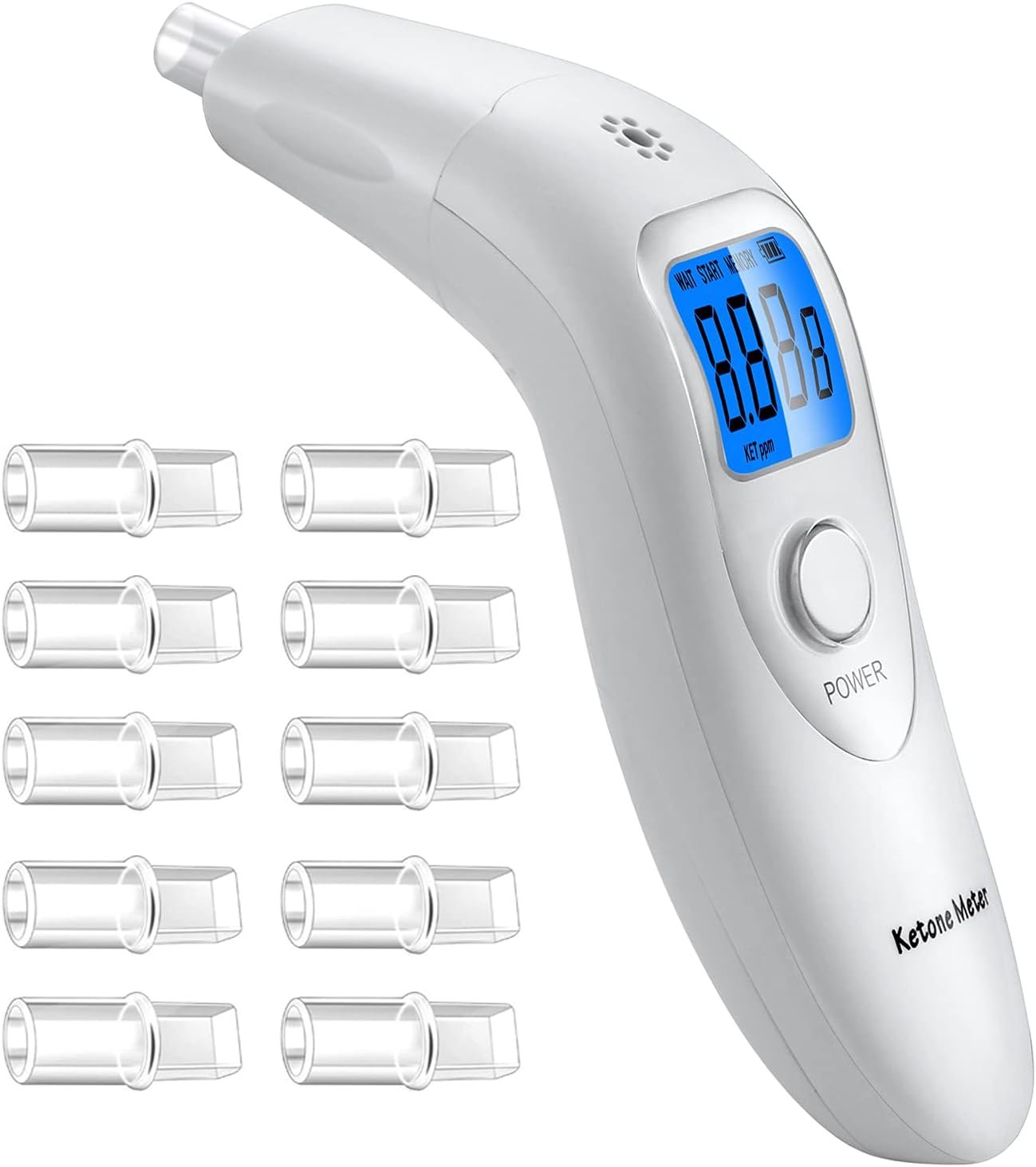 Ketone Breath Monitors Analyzer Professional Breath Ketosis Meter for Ketosis Testing – Portable, Advanced Breath Ketone Tester with 10 Replaceable Mouthpieces, Perfect for Tracking Your Ketones