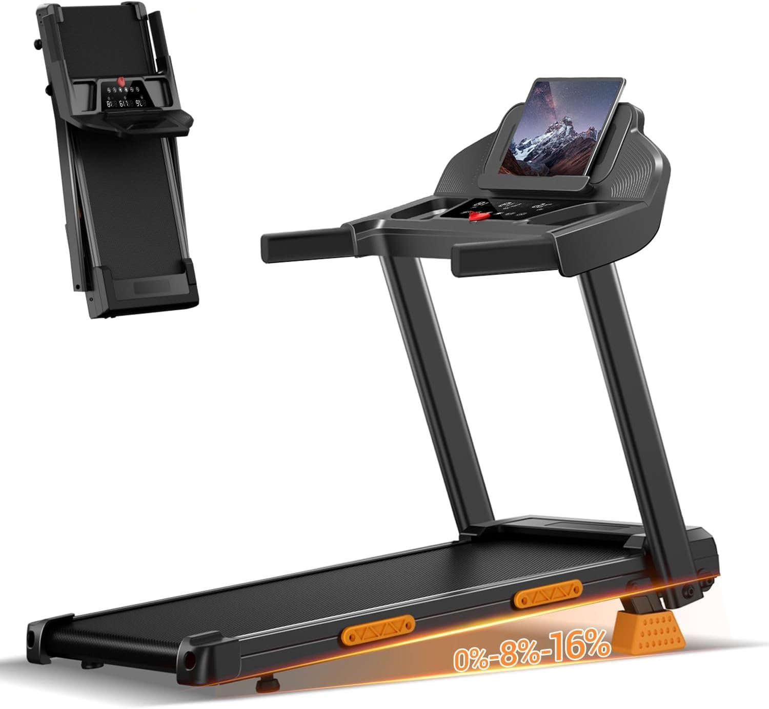16% Treadmills for Home with Handle, 3 in 1 Portable Treadmill with Incline, Foldable Treadmill with Three Screen, 12 Preset Programs, 400LBS