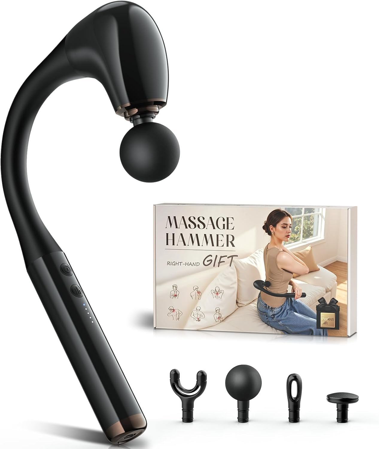 FVZ Massage Gun with Upgraded Extension Handle, Portable 10MM Massage Gun Deep Tissue, Back Massager, Muscles/Neck/Shoulders/Waist/Legs Massager, Gifts for Men