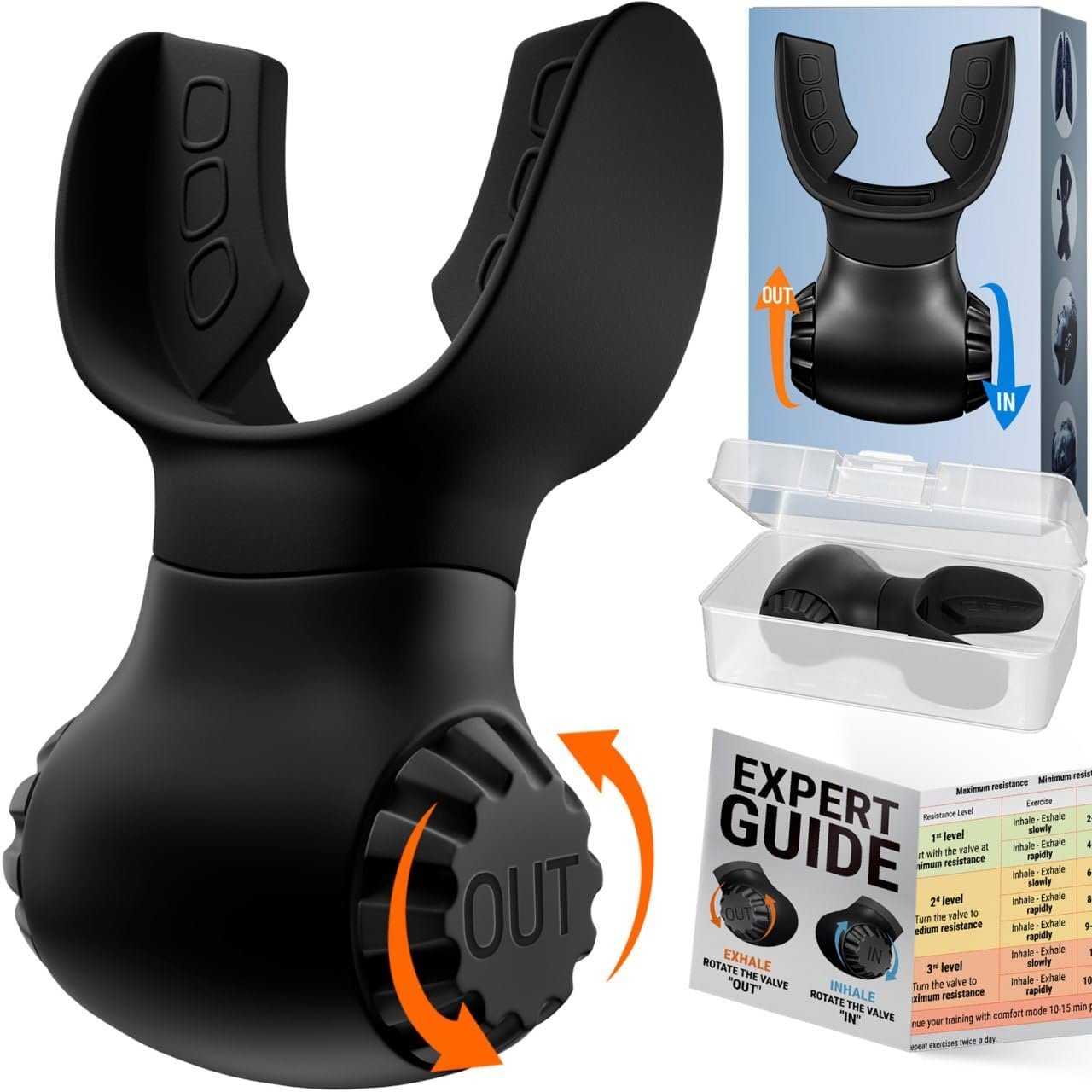 Lung Trainer – Dual-Resistance Breathing Exerciser – High-Quality Silicone – Workout Program Included – Portable