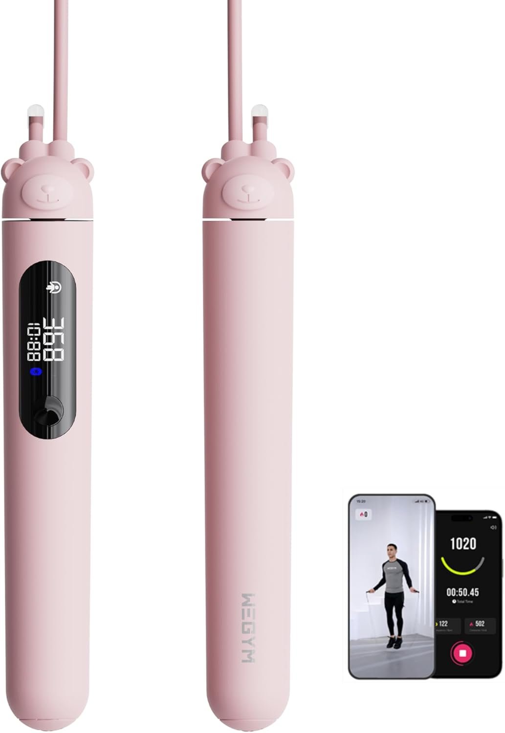 WeGym Smart Jump Rope for Men Women, Adjustable Jump Rope for Indoor Outdoor Workout, Jump Counting, Tracking – Data Analysis LED Display Screen Rechargeable Skipping Rope Fitness Gift for Adults Kids