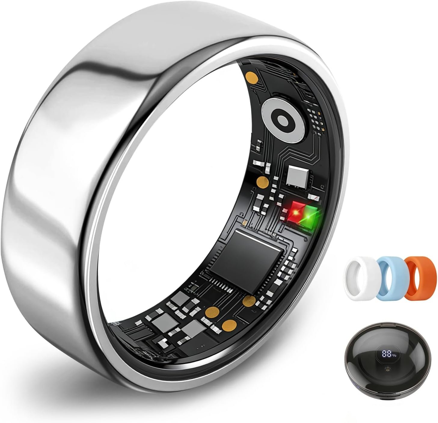 Smart Ring for Women Men,Fitness Tracker Ring,Heart Rate,Blood Oxygen,Step Tracker,Sleep Tracker,Meditation Assistance,No Subscription Fee,IP68 Waterproof,2026 New Holiday Gifts (Silver 8)