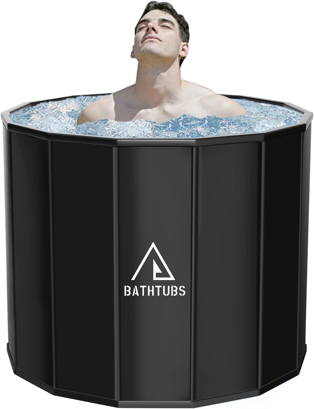 Portable Bathtub for Adults, Foldable Bathtub （31.5″L x 26″）Without Installation with Bottom Cotton Clip, Cold Plunge Tub Suitable for Bathing, Space-Saving (Black, L)