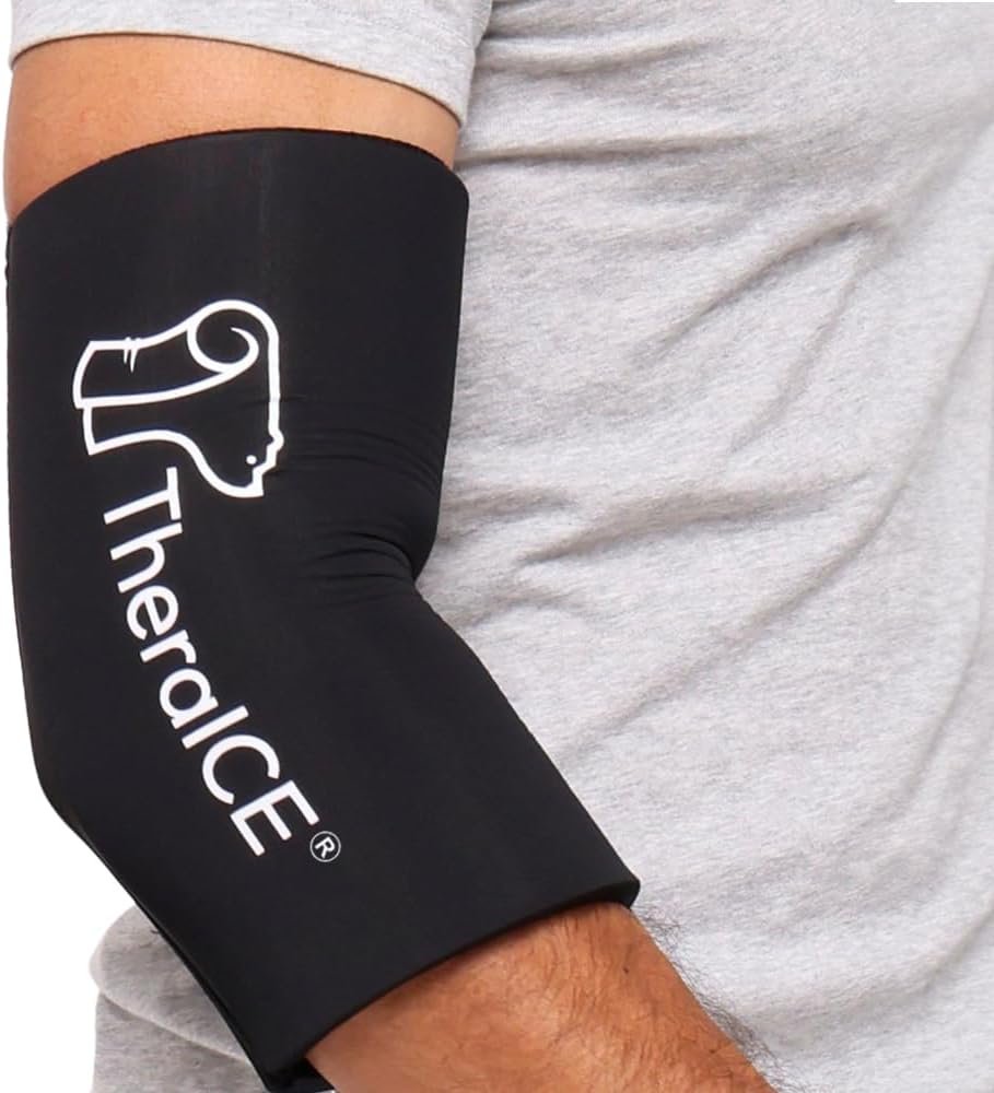 TheraICE Elbow Ice Pack Wrap Compression Sleeve for Injuries Reusable Gel Arm Cold Packs | Tennis Elbow Golfers & Cubital Tunnel, Tendinitis Pain Relief | Plus Shin Splints, Calf Strain | Women & Men
