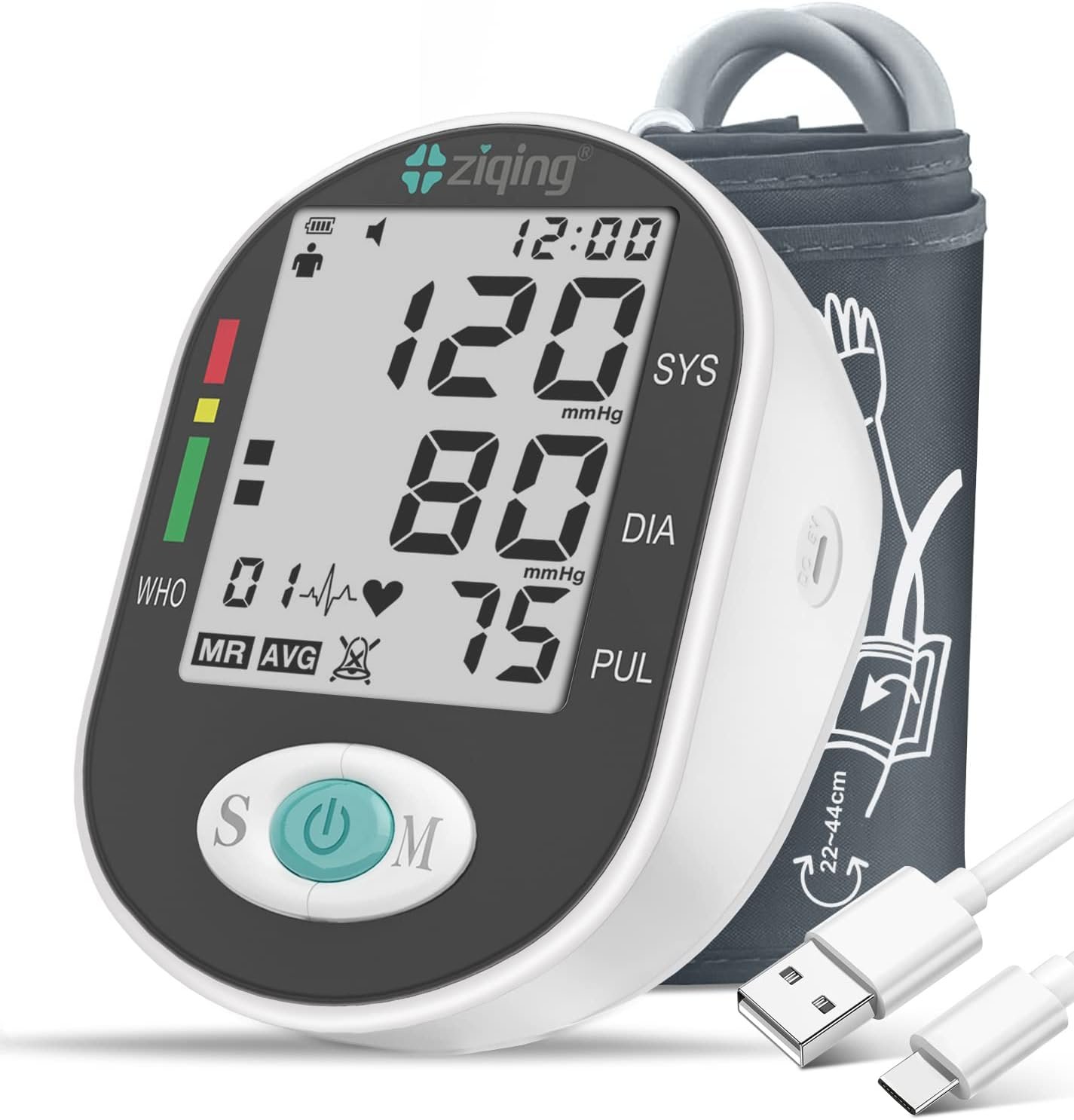 Blood Pressure Monitor, Bp Machine with Large Upper Arm Cuff of 8.7-17.3 Inches, Large Screen, Total 198 Memories for 2 Users(Black+White)-FSA&HSA Eligible