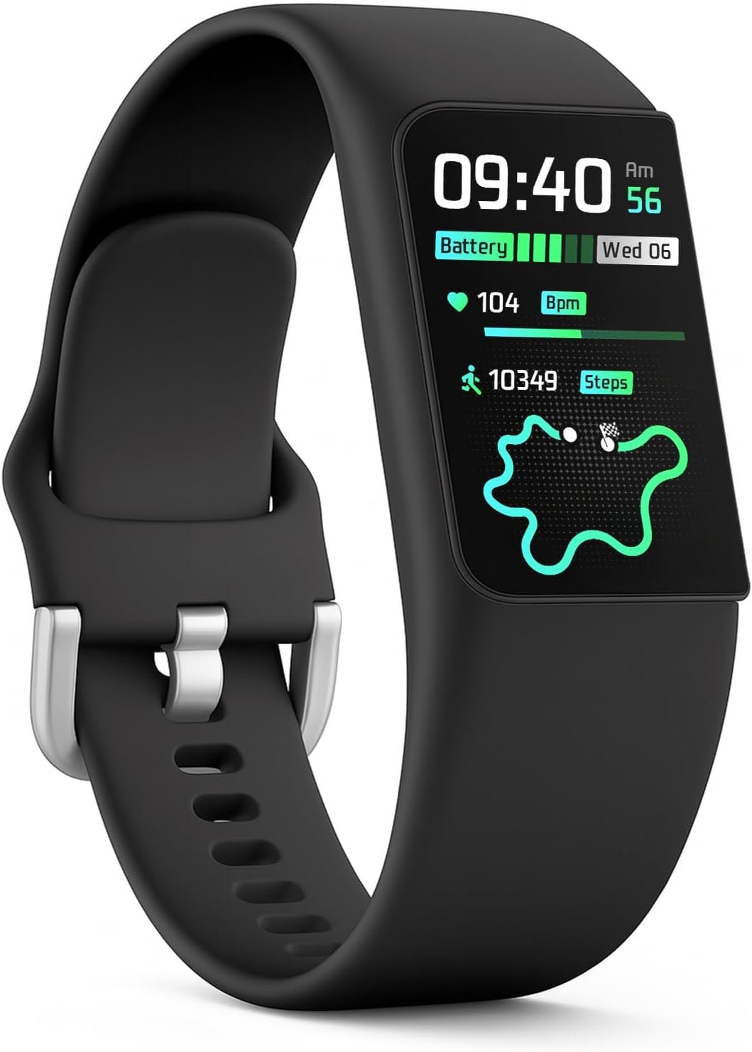 FITVII Slim Fitness Trackers, Fitness Watch with 24/7 Heart Rate, Blood Pressure, Blood Oxygen, Stress Monitor, AMOLED Activity Tracker Step Calorie Counter, IP68 Waterproof Smart Watch for Women Men