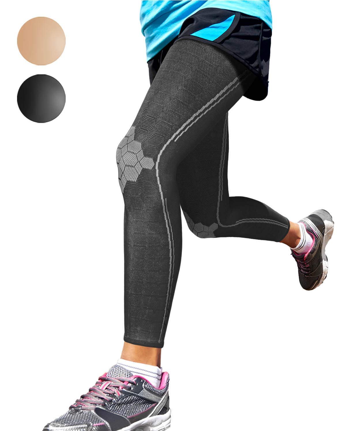 Sparthos Leg Compression Sleeves – Aid in Recovery and Support Active Lifestyle – Innovative Breathable Elastic Blend – Anti Slip, Day & Night Wear (Midnight Black, X-Large)