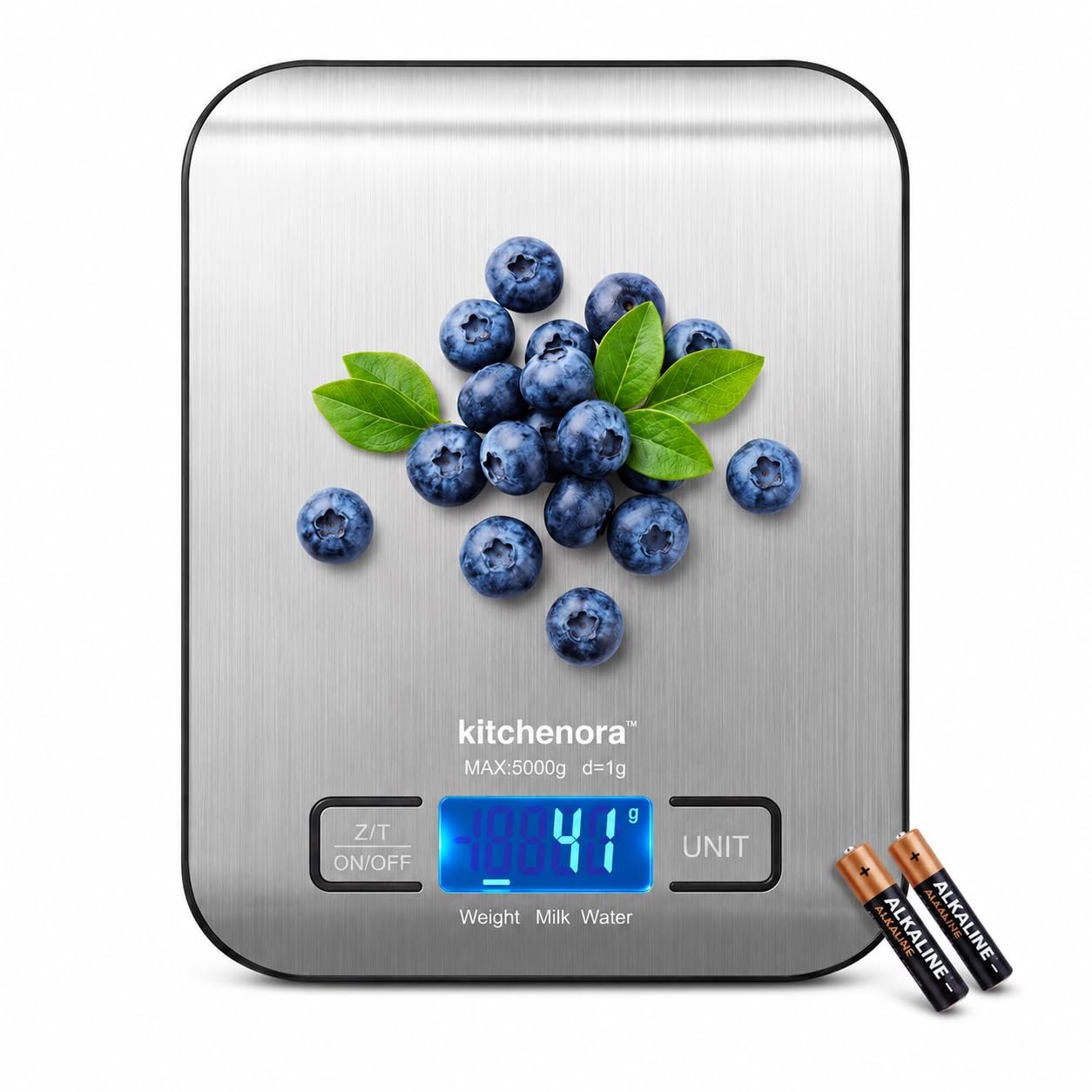 Digital Food Kitchen Scale, 11lb/5kg Capacity with 1g Precision, 5 Units (g/oz/lb:oz/ml/fl’oz), 304 Stainless Steel Surface, Backlit LCD, Tare Function for Cooking, Baking, Keto & Meal Prep