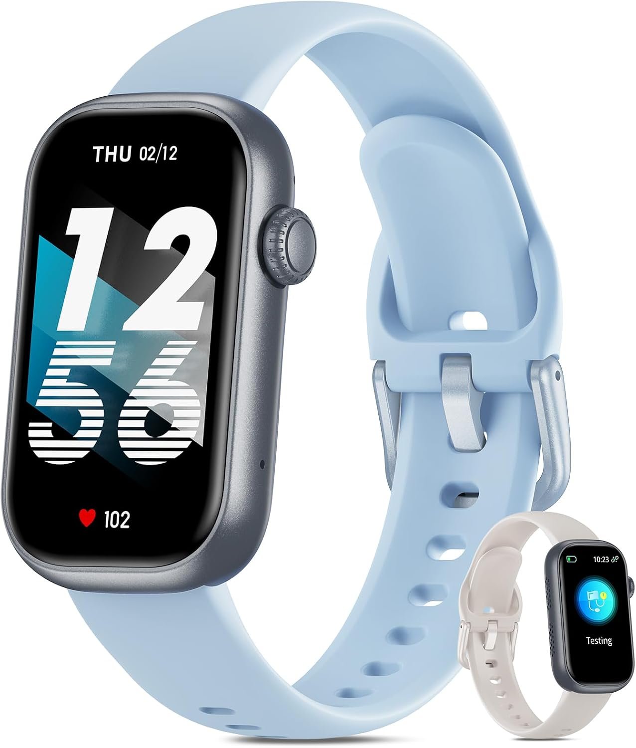 Fitness Tracker for Men Women, 24/7 Heart Rate, SpO2 and Sleep Monitor Health Watch, Calorie Step Counter Fitness Watch IP68 Waterproof Smart Watch for Android and iOS, Light Blue