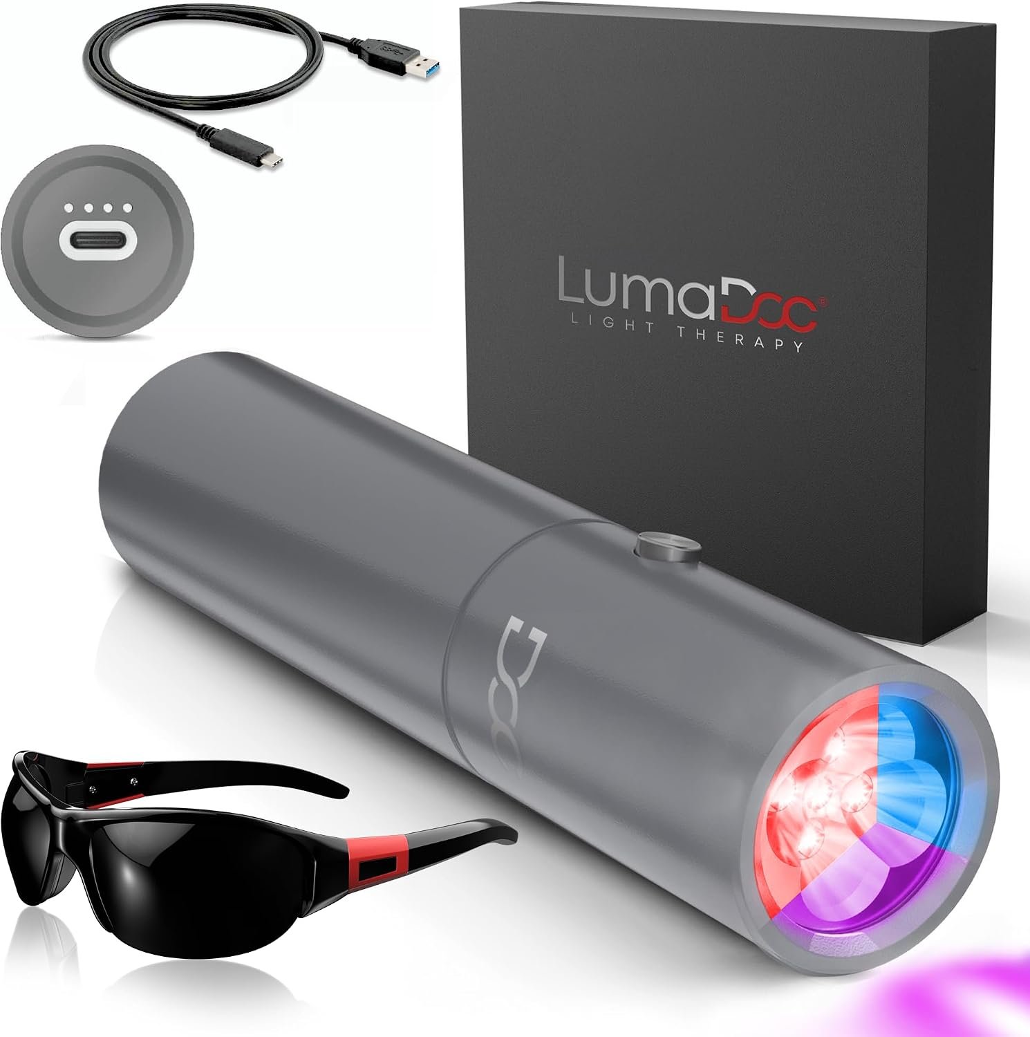 Handheld Red Light Therapy for Body, LED Light Treatment Device with Blue and NIR Infrared for Pain Relief, Portable Wand for Face, Neck, Back, Shoulder & Feet