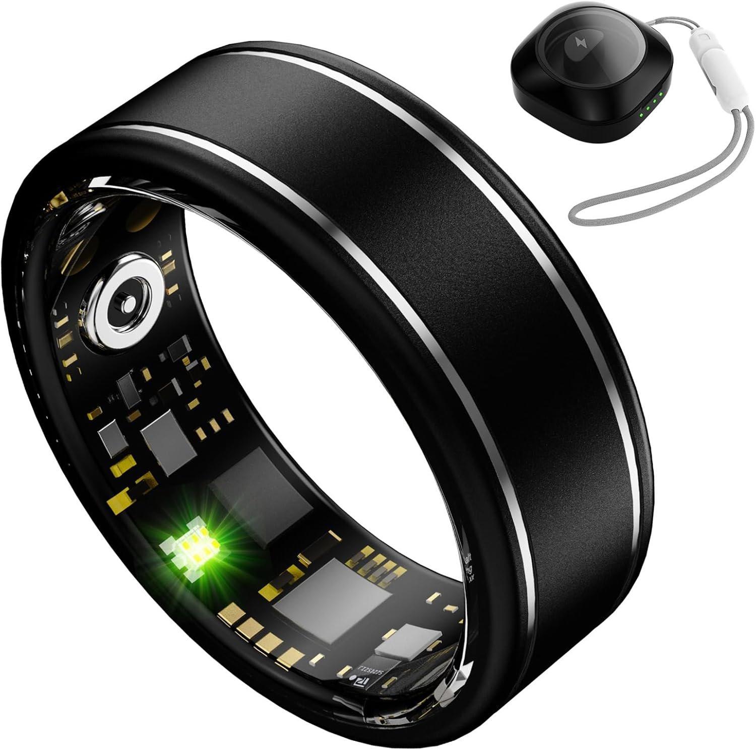 Smart Ring for Men Women Fitness Tracker Ring with Heart Rate, SpO2, Blood Pressure, Sleep Monitoring, Step & Calorie Counter, No Subscription Fee, iOS & Android Compatible (Black, 14)