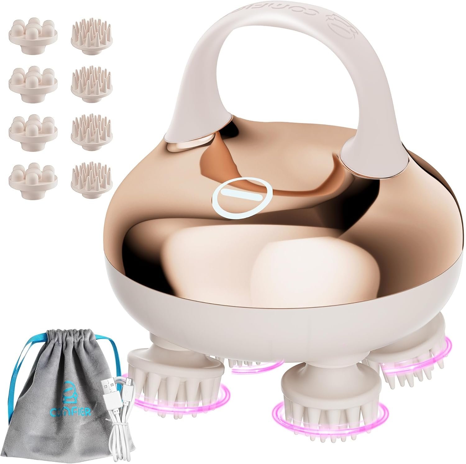 COMFIER Cordless Scalp Massager with Heat, Waterproof Electric Head Massager for Deep Scalp Cleansing, Hair Care & Daily Relaxation, Rechargeable 3 Modes, Gift for Women Men