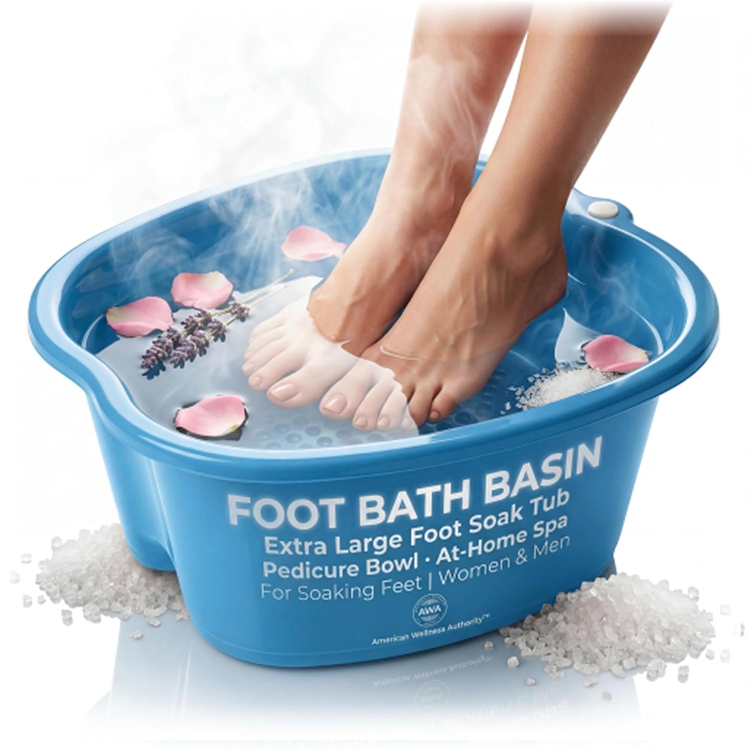 AWA Extra Large Pool Foot Bath, Sturdy Feet Soaking Tub and Pedicure Bowl, Foot Spa Kit for Women and Men (Blue Foot Tub)