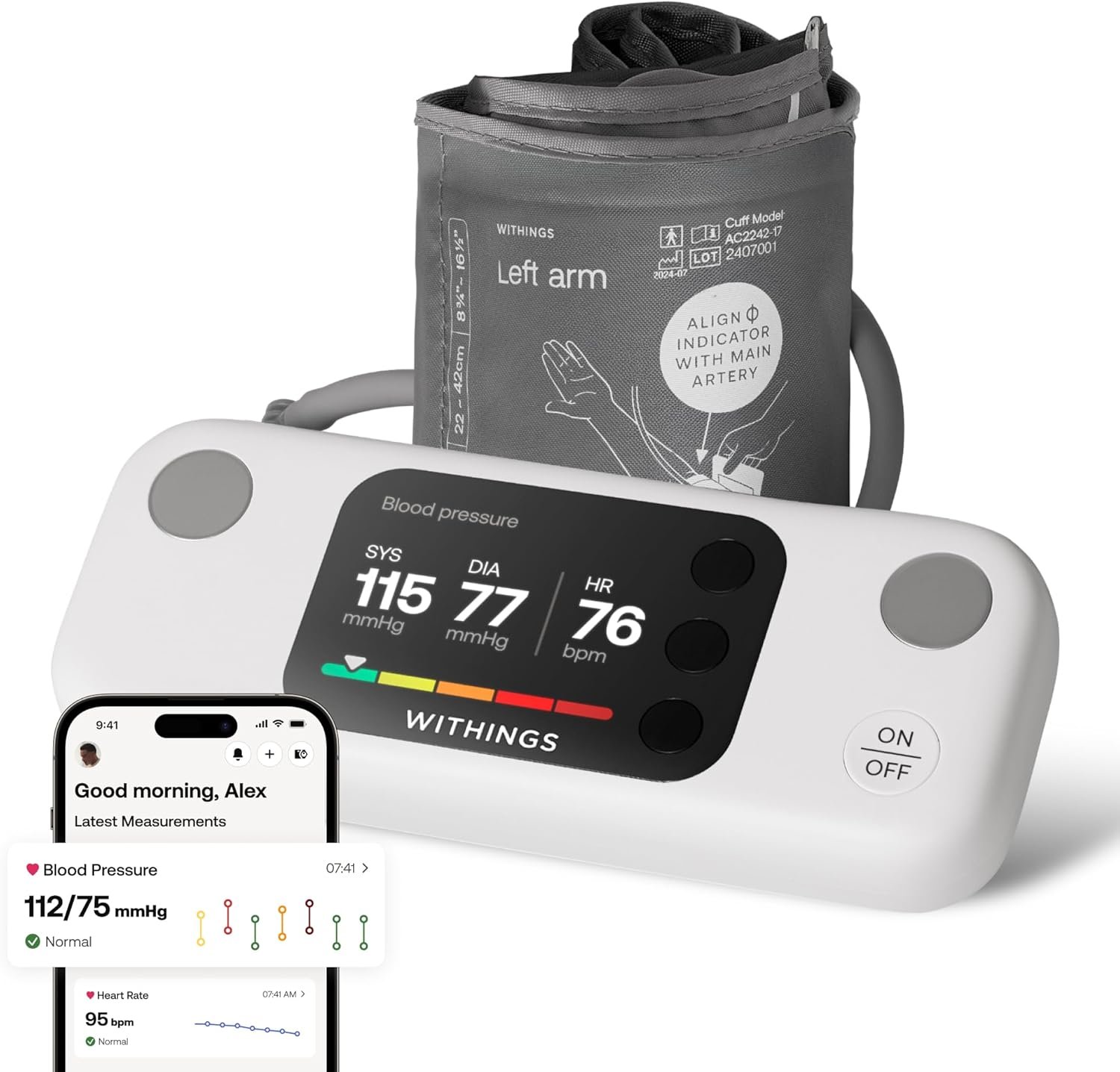 Withings BPM Vision – Smart Arm Blood Pressure Monitor | FDA-Cleared | Easy-to-use, Accurate Systolic & Diastolic Measurements, Wide Range Cuff | Wi-Fi & Bluetooth | iOS & Android