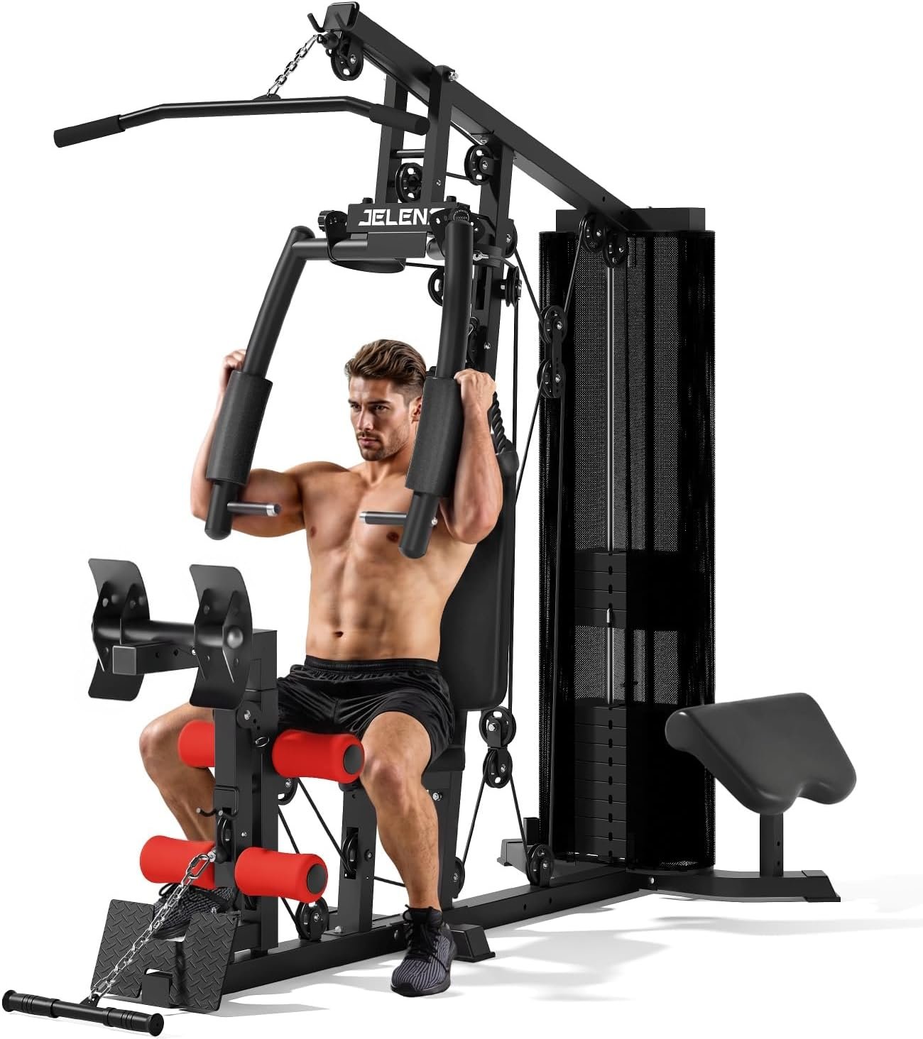 JELENS Home Gym, Multifunctional H11 Home Gym Equipment, Workout Station with 150LBS Weight Stack, Exercise Equipment with Pulley System for Full Body Training