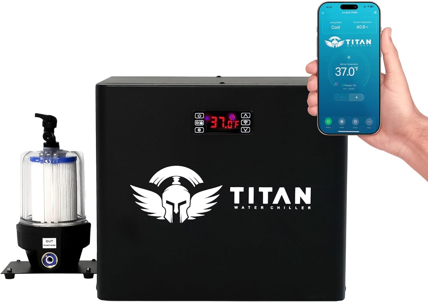 1/3 HP Universal Water Chiller for Cold Plunge Tubs & Ice Bath Systems with Wi-Fi App Control, UV Sanitation, 2-Year Warranty, U.S.-Based Support, 825W, 20-Micron Filter, Cools to 37°F – Black