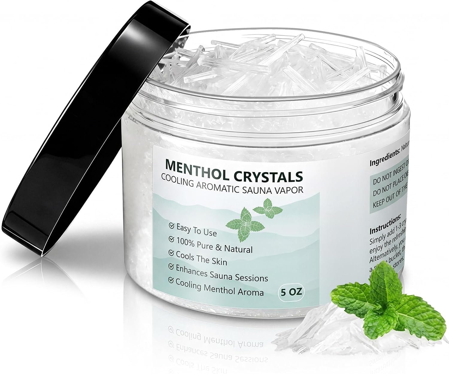 Sauna Menthol Crystals 5 oz, 100% Pure Natural Sauna Accessories for Cooling Scented Steam Experience, Refreshing Menthol Vapors Scent Diffuser, Ideal Gift for Men Women and Spa Lovers