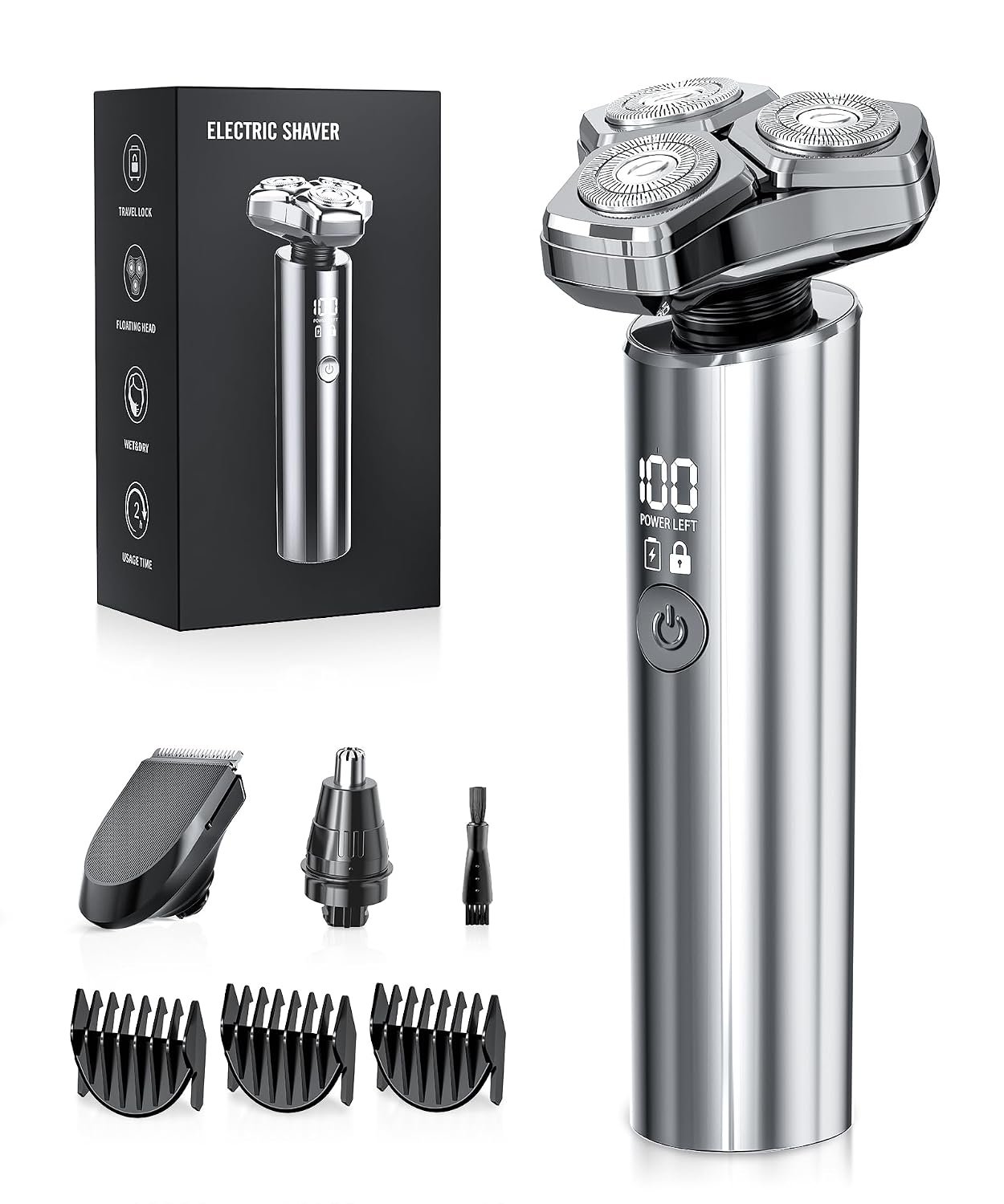 Electric Razor for Men，10,000RPM High-Speed Motor, IPX8 Waterproof, 𝐔𝐩𝐠𝐫𝐚𝐝𝐞𝐝 𝐂𝐮𝐫𝐯𝐞𝐝 𝐑𝐚𝐳𝐨𝐫 𝐅𝐨𝐢𝐥，USB Fast Charging, Quick Charge & Travel Lock，Gifts for Father’s Day