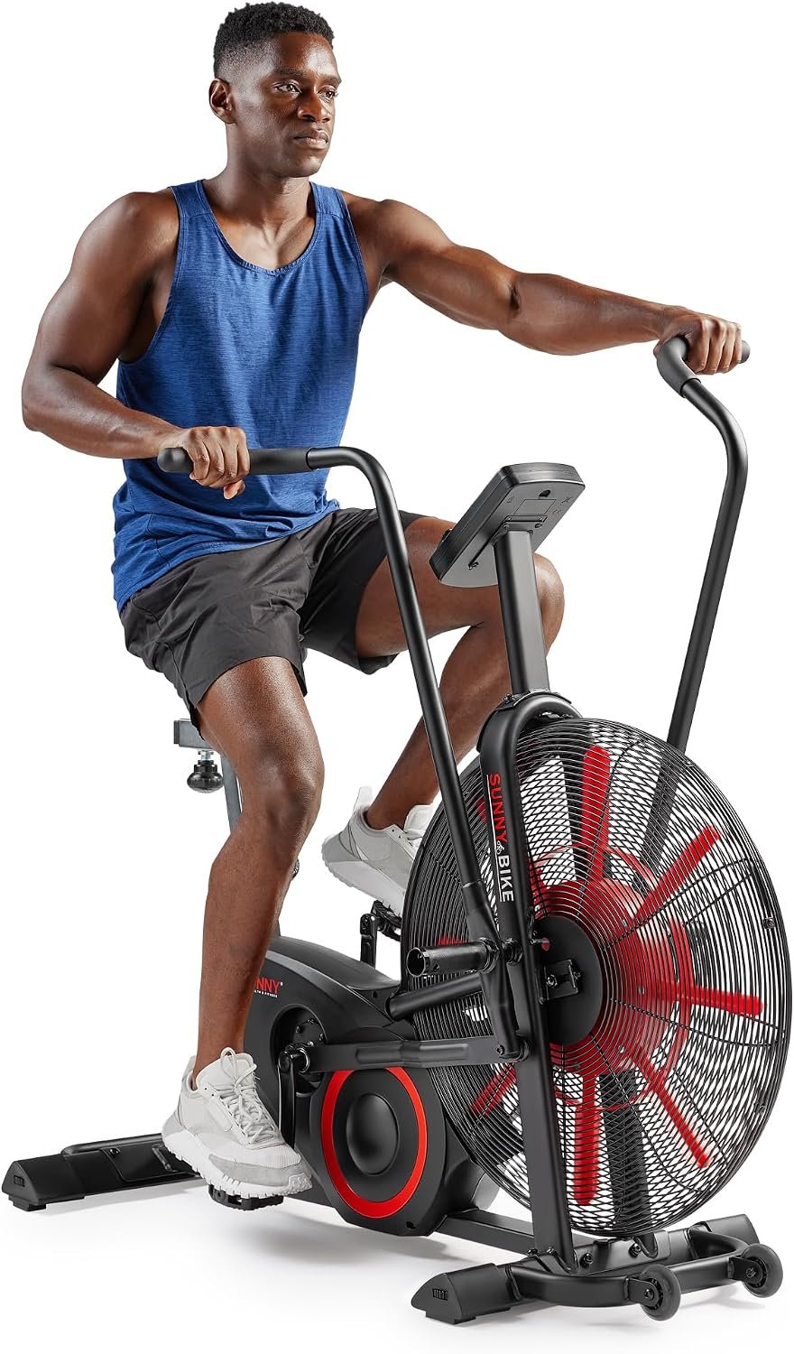 Sunny Health & Fitness Smart Fan Bike for Home Gym, Full Body HIIT & Interval Cardio Training with Air Resistance, Customizable Performance Monitor & Free SunnyFit App Connectivity – SF-B223018