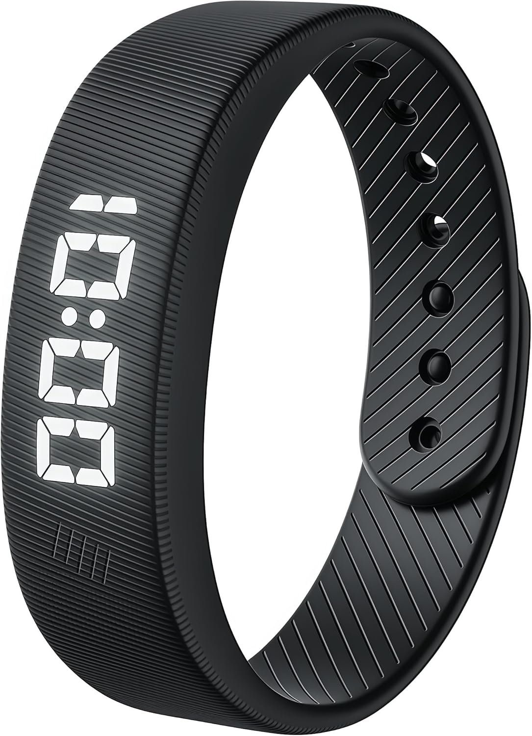 Gosasa Lightweight LED Digital Sport Watch Splash Resistant Pedometer with Vibrating Alarm USB Rechargeable Silicone Wristband for Men & Women (Black)
