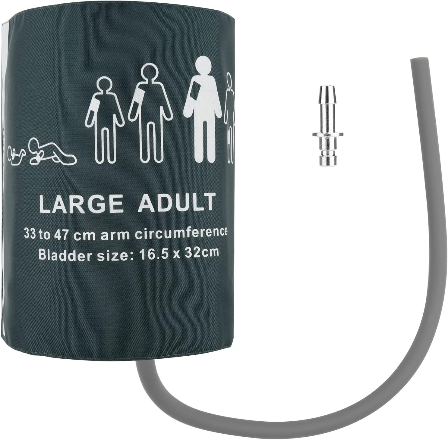 Cosmos Blood Pressure Monitor Replacement Cuff with Metal Air Hose Connector for Blood Pressure Monitor and Machine for 33-47 cm Upper Arm Circumference (Large Adult Size)