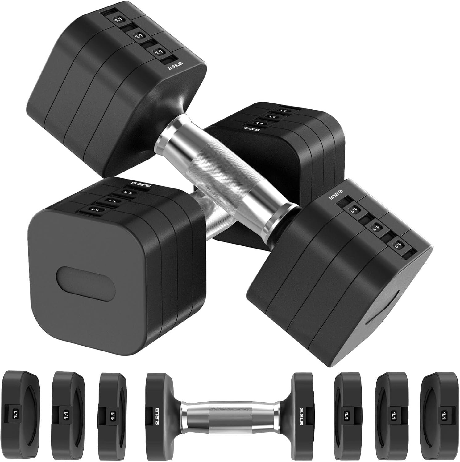 Hezeyferg 22LB 26.4LB 30.8LB Adjustable Dumbbells Set, Adjustable Weight Dumbbells with Multiple Levels, Hand Weights Sets for Women/Men Home Gym Full Body Workout
