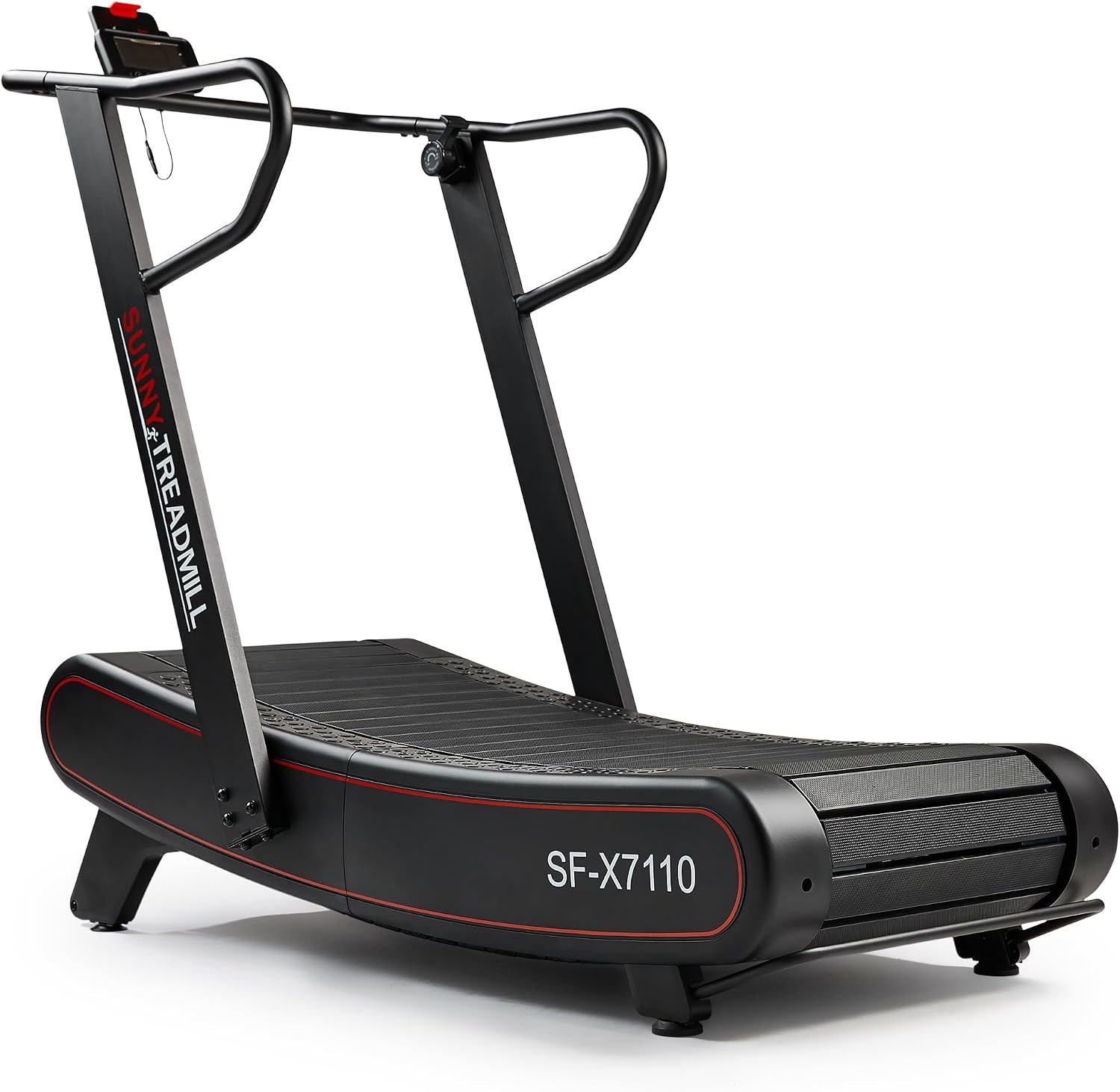 Sunny Health & Fitness Smart Curved Manual Treadmill, Non-Motorized Self-Powered Running Machine, Heavy-Duty Commercial-Grade Endurance Training with 8-Level Magnetic Assistance, Adjustable Handlebar