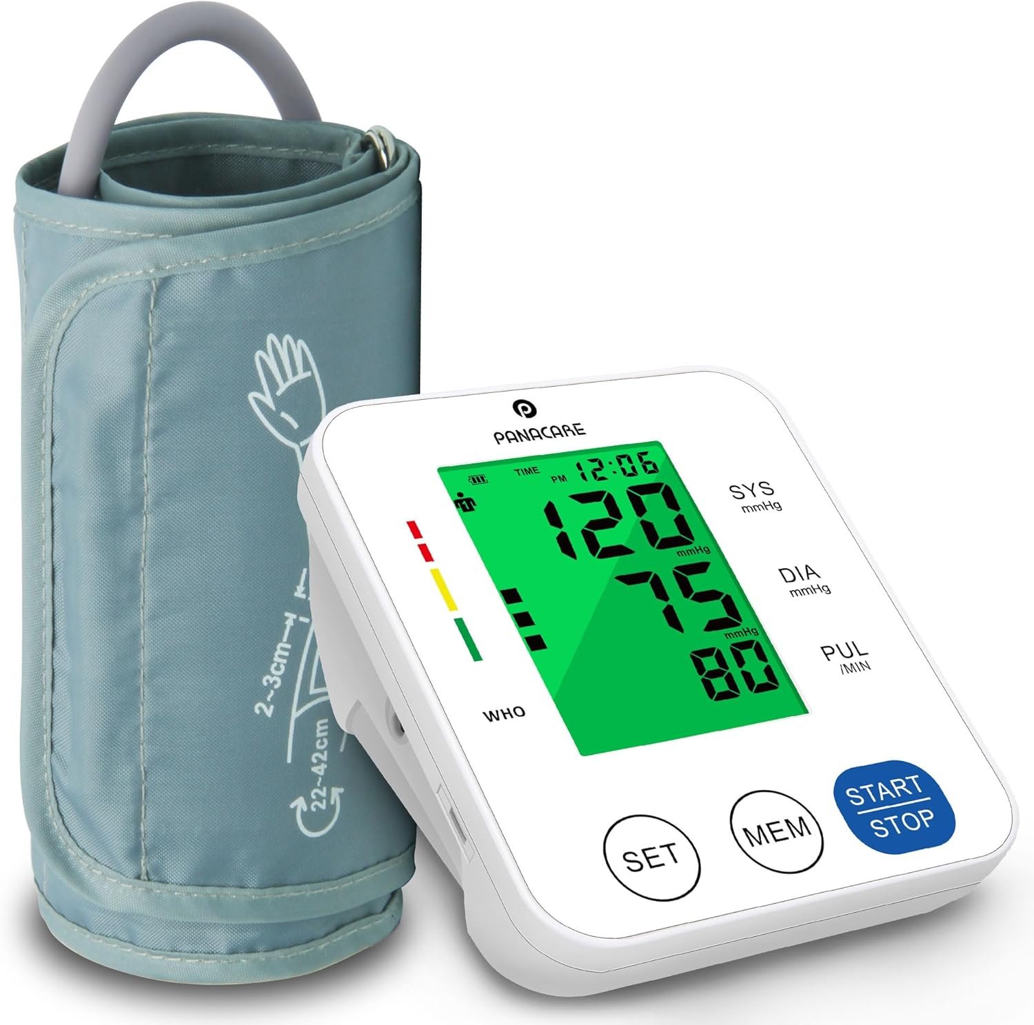 Upper Arm Blood Pressure Monitor for Home Use, Adjustable Cuff (8.7–16.5 inches), Large Backlit Display, White | One-touch, Fits 8.7 to 16.5 in arms, 3.4″ Backlit Display, 2 user x 99 memory, USB C or 4 AAA power, daily home BP tracking