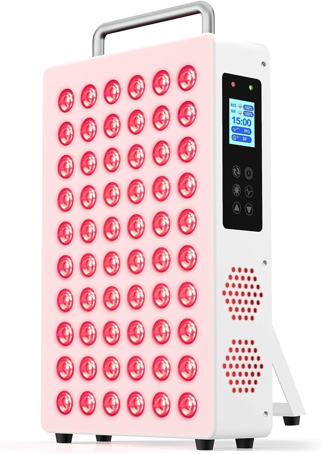 Red Light Therapy Panel for Body & Face – 660nm Red + 850nm Near Infrared Light, Adjustable Intensity & Pulsing, Quiet Cooling, Stand & Door Mount for Active Restoration & Skin Wellness