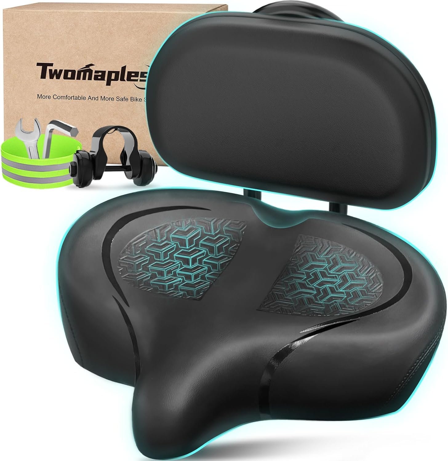 Bicycle Seat, Bike Seat for Women Men Extra Comfort Wide, Oversized Comfortable Seats Saddle for Peloton Bikes, Fit for Exercise Bikes, Electric Bikes, Mountain Bikes, Cruiser Bikes