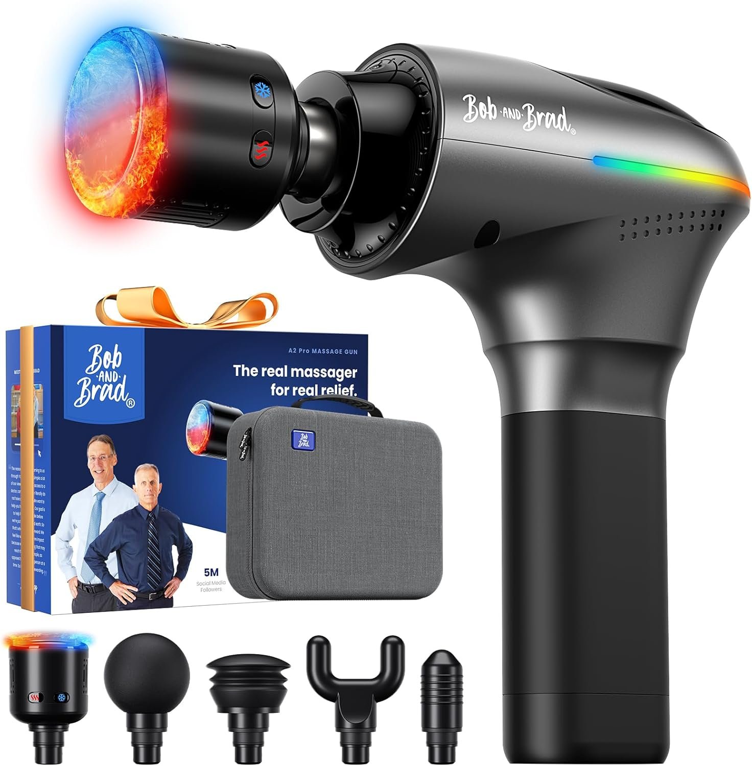 BOB AND BRAD A2 Pro Massage Gun with Heat and Cold, FSA-HSA Eligible Deep Tissue Percussion Muscle Massager Gun, 10.5mm Amplitude, Pressure Sensor, 4000mAh USB-C, Gifts for Men Women Athletes
