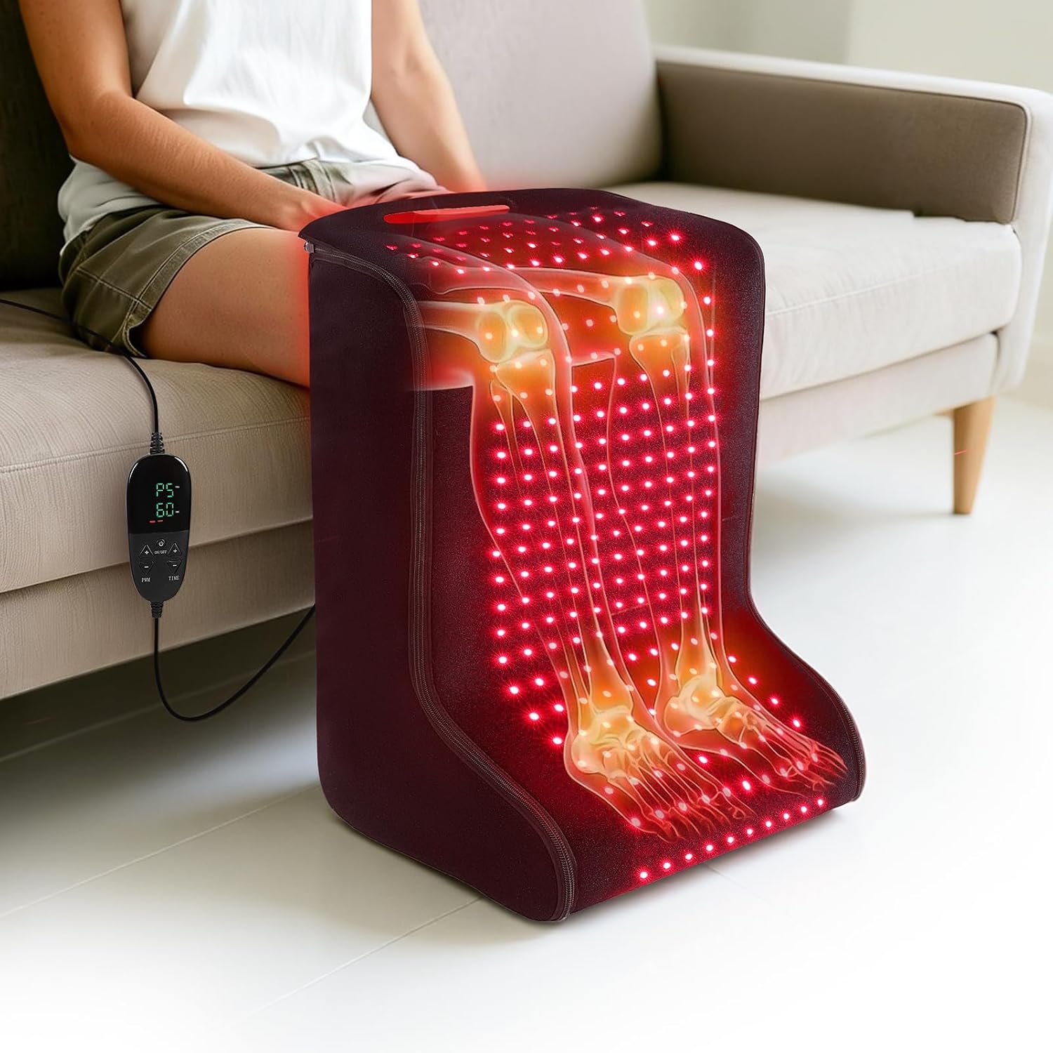 Red Light Therapy for Feet,Infrared Light Therapy Device for Body with Pulse Mode and Timer Remote Control,450Pcs 3-1 Lamp Beads, Wearable 660nm&850nm Red Light Therapy Mat at Home Office