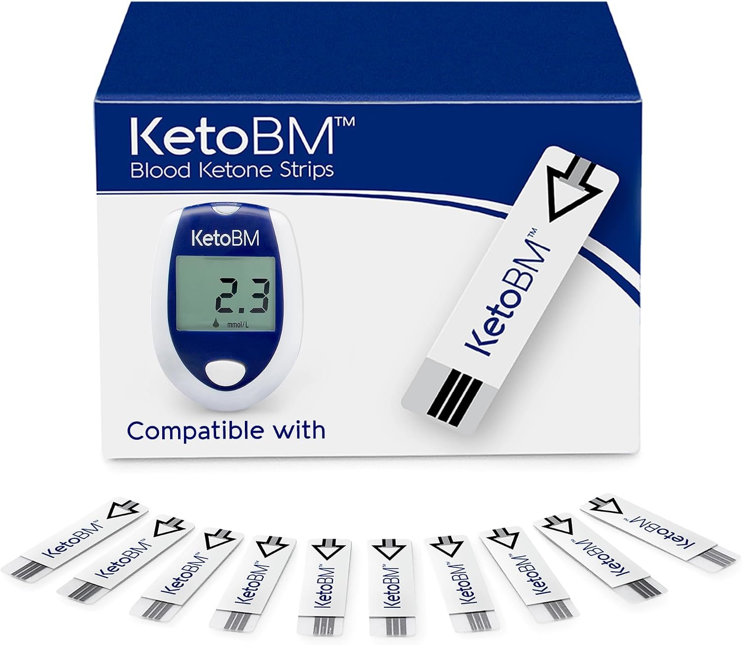 KetoBM Ketone Test Strips, 40pk – NOT Compatible with KetoBM Bluetooth Glucose & Ketone Meter