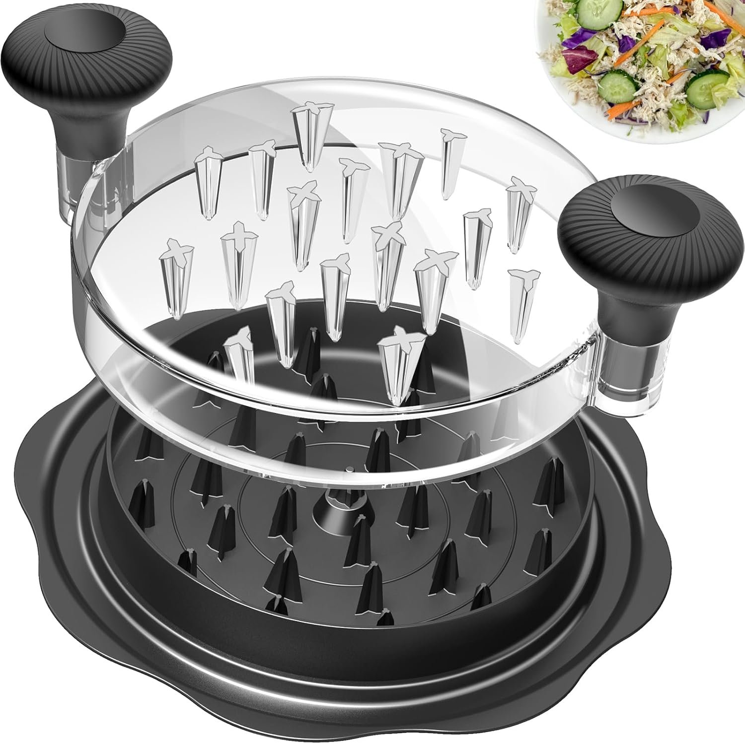 Ukeetap 10″ Pro Chicken Shredder Tool Twist Large for Kitchen, BPA-Free Food-Safe Meat Grinder, Visible Chicken Breast Meat Shredder with Strong Anti-Slip Bottom & Ergonomic Handle, Black