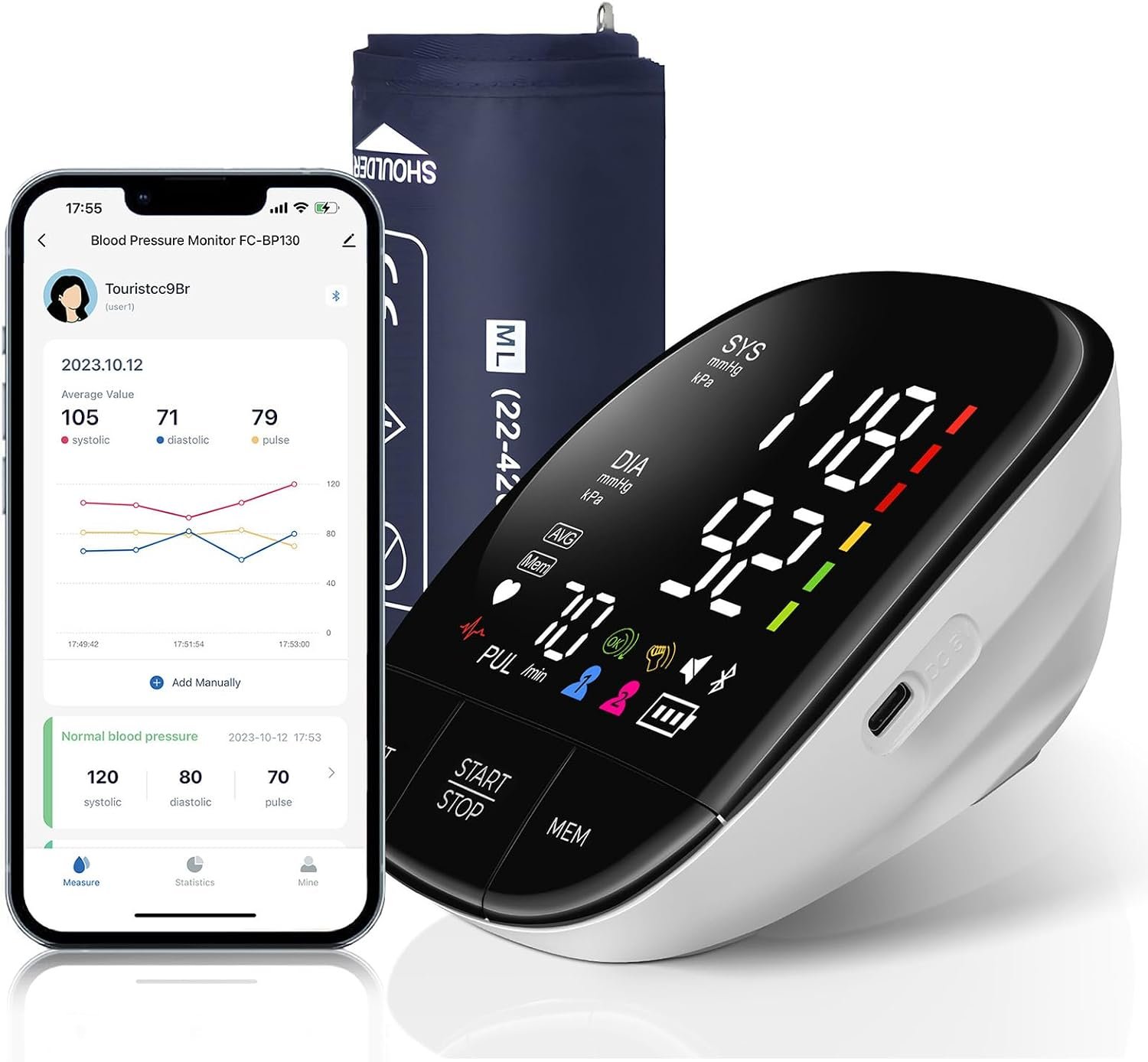 huangirl Blood Pressure Monitor Upper Arm, Automatic Blood Pressure Cuff with Large Cuff – Blood Pressure Monitors for Home Use, Talking Blood Pressure Monitor, 240 Memories for 2 Users
