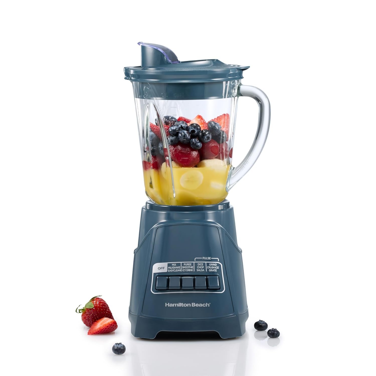 Hamilton Beach Power Elite Wave Action Blender For Smoothies, 40 Oz Glass Jar, 12 Functions Including Puree, Crush Ice, 700 Watts – Kitchen Makeover Blue (58155)