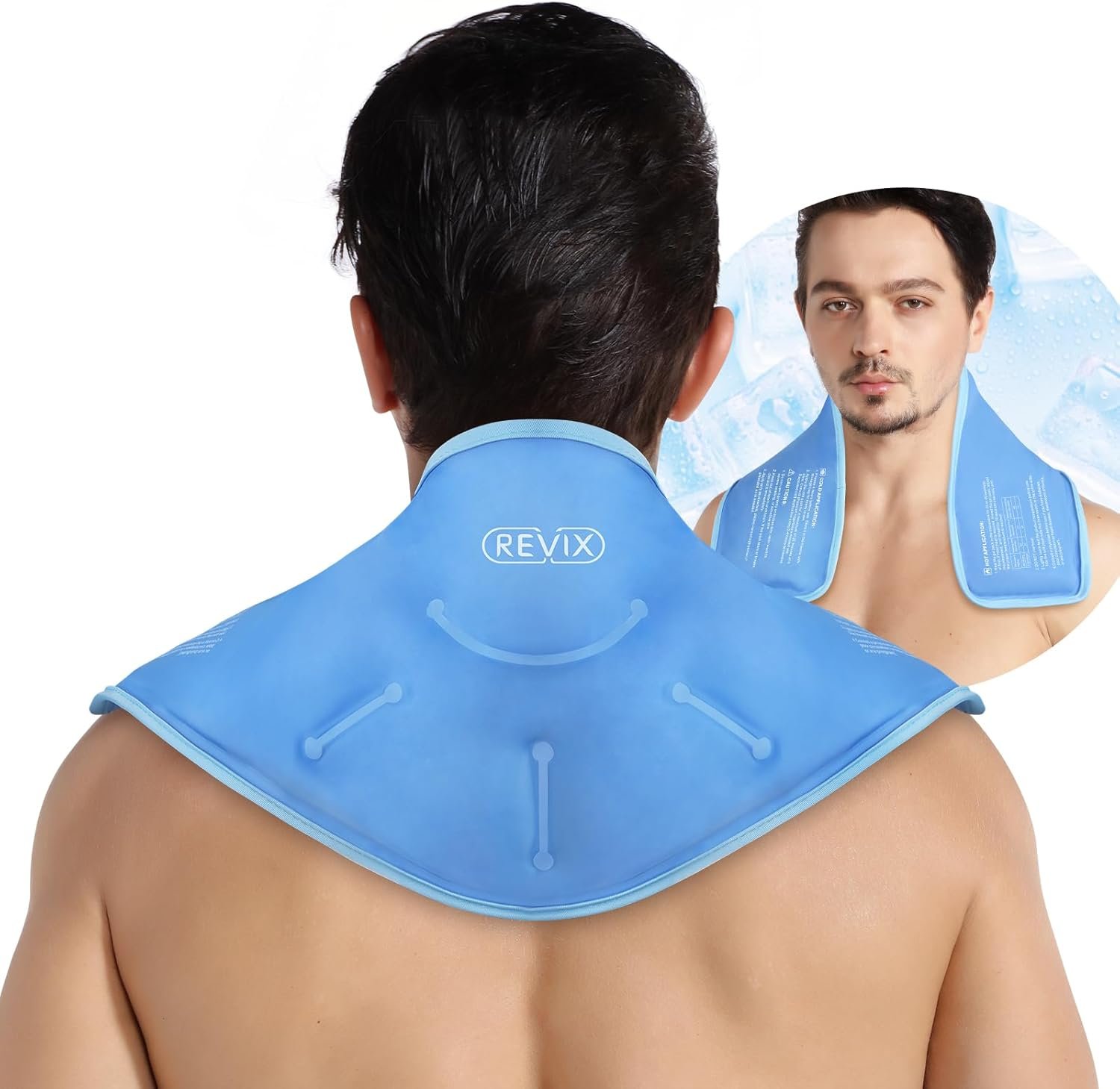 REVIX Neck Ice Pack Wrap – Reusable Hot Cold Gel Pack for Neck and Shoulder, Large Flexible Design with Soft Plush Lining, Cervical Gel Ice Wrap Ideal for Post-Workout Recovery, Fatigue & Relaxation