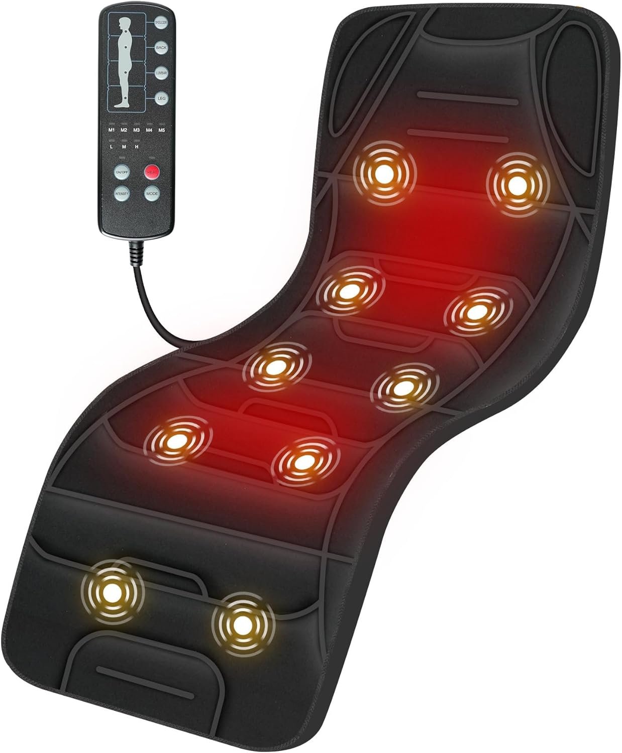 COMFIER Full Body Massage Mat with Heat, Back Massager with 10 Vibration Motors, 4 Heating Zones, Foldable Relaxation Pad for 3 Adjustable Intensity– Vibration Massage Only, Gift for Men Women