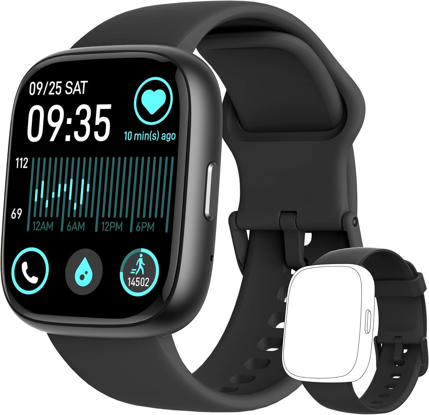 Smart Watch for Women Men Android & iPhone [2 Bands, 44mm case], Alexa Built-in, 1.83” Smartwatch Make/Answer Call, HR SpO2 Sleep Stress Monitor Fitness Tracker, IP68 Waterproof Step Counter Watch