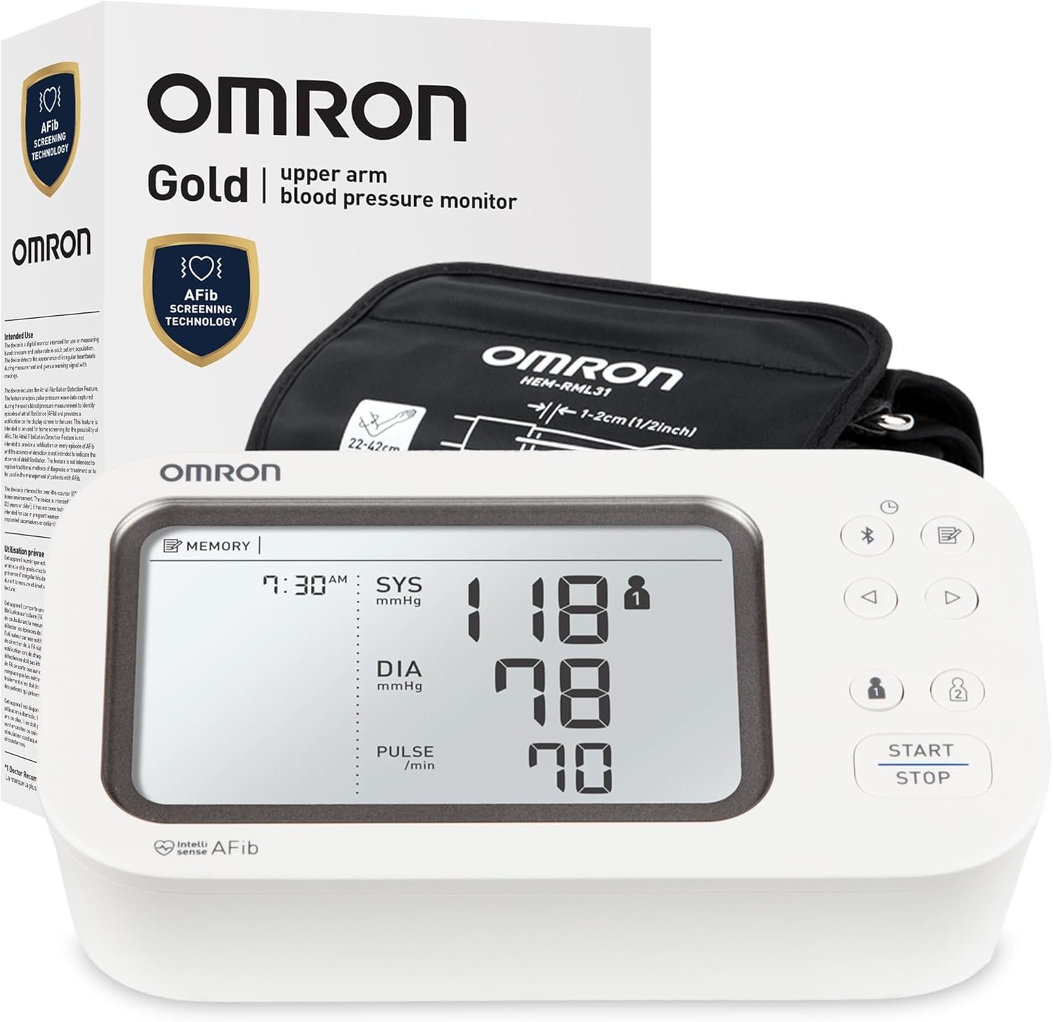 OMRON Gold Blood Pressure Monitor for Home Use & Upper Arm Blood Pressure Cuff – #1 Doctor & Pharmacist Recommended Brand – Clinically Validated – AFib Detection – Connect App
